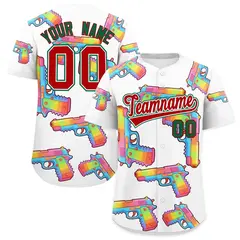 White Red Graffiti Pattern Wrinkle-Resistant Baseball Jersey 1