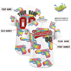 White Red Graffiti Pattern Wrinkle-Resistant Baseball Jersey 2