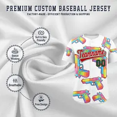 White Red Graffiti Pattern Wrinkle-Resistant Baseball Jersey 3