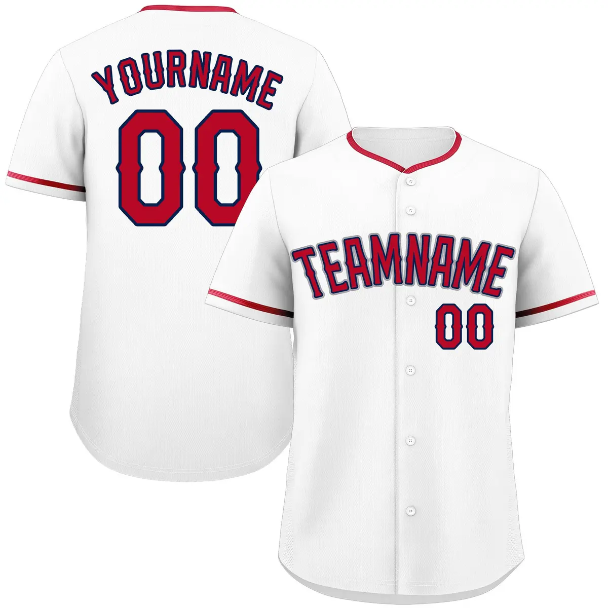 White Red-Gray Authentic Classic Baseball Jersey