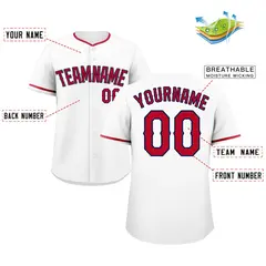 White Red-Gray Authentic Classic Baseball Jersey 2