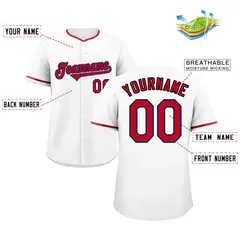 White Red-Gray Authentic Classic Baseball Jersey 2