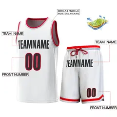 White Red-Gray Classic Sets Basketball Jersey 2