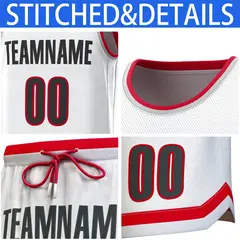 White Red-Gray Classic Sets Basketball Jersey 6