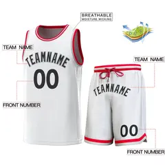 White Red-Gray Classic Sets Basketball Jersey 2