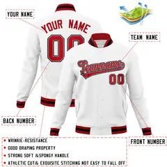 White Red-Gray Classic Varsity Full-Snap Letterman Jacket 4