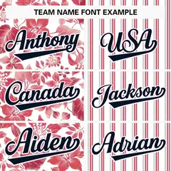 White Red-Gray Hawaii Tropical Flower Stripe Baseball Jersey 3