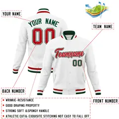 White Red-Green Classic Varsity Full-Snap Letterman Jacket 4