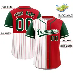 White Red Green Pinstripe Raglan Baseball Jersey 2