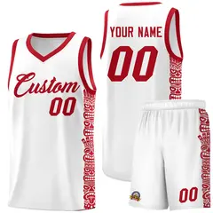 White Red Indians Pattern Basketball Uniform Jersey