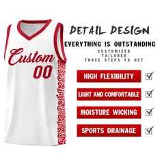 White Red Indians Pattern Basketball Uniform Jersey 2