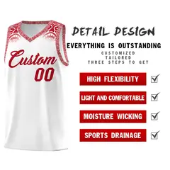 White Red Indians Print Sports Uniform Basketball Jersey 2