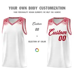 White Red Indians Print Sports Uniform Basketball Jersey 3