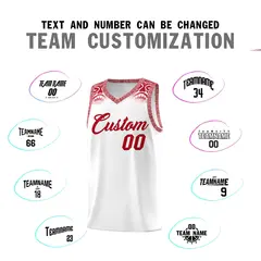 White Red Indians Print Sports Uniform Basketball Jersey 4