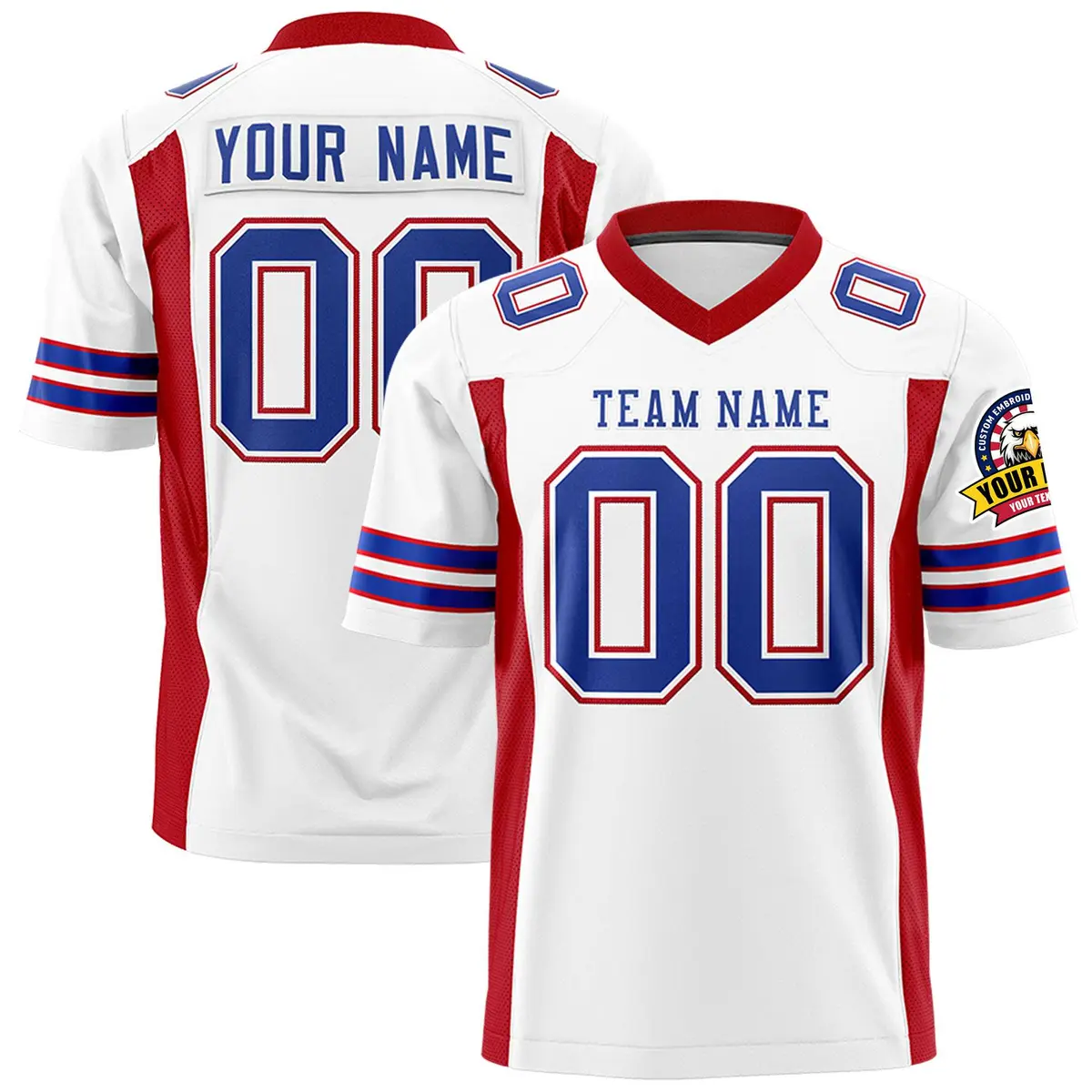 White Red Insert Color Design Authentic Football Jersey