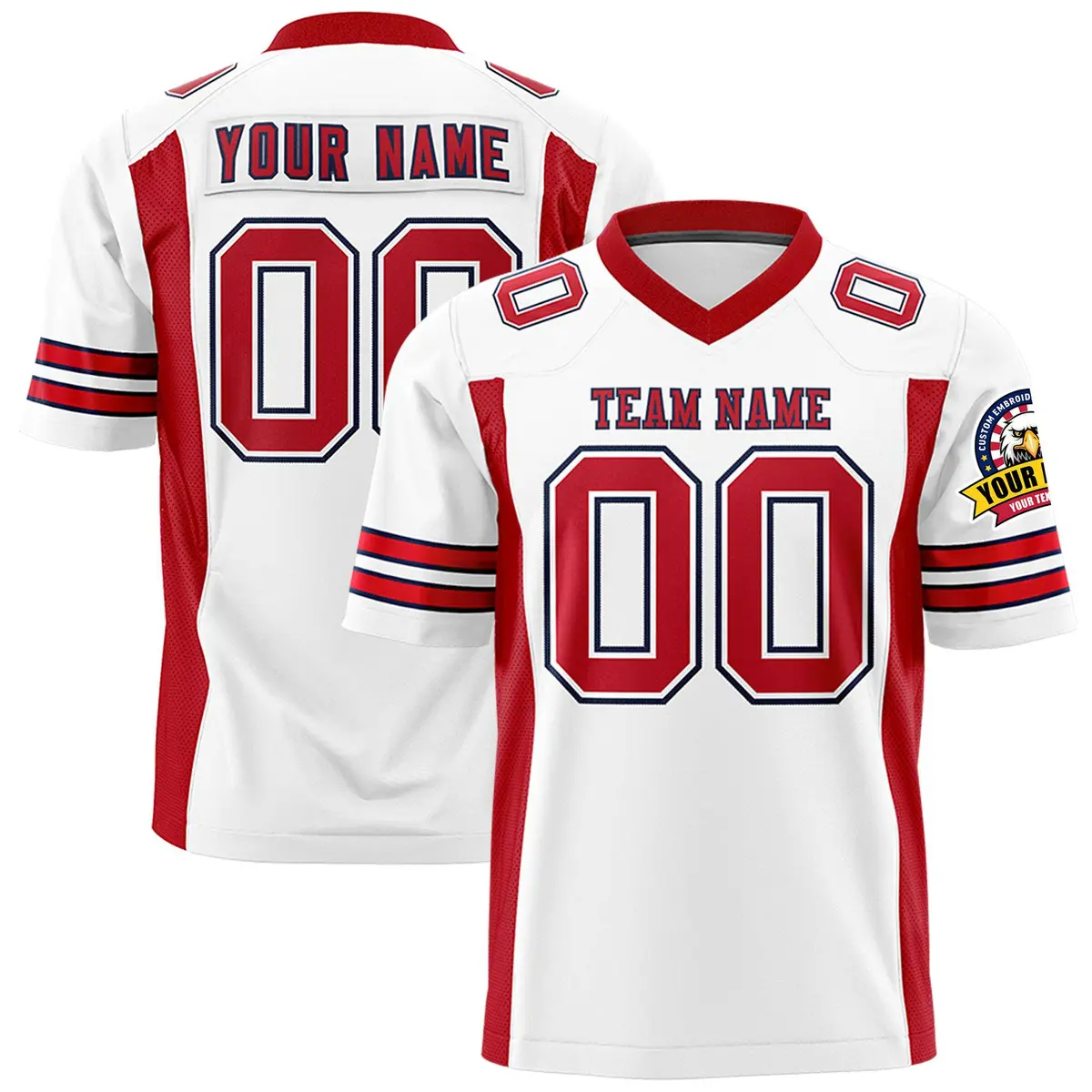White Red Insert Color Design Authentic Football Jersey