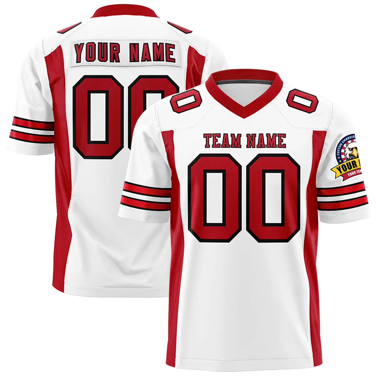 White Red Insert Color Design Authentic Football Jersey