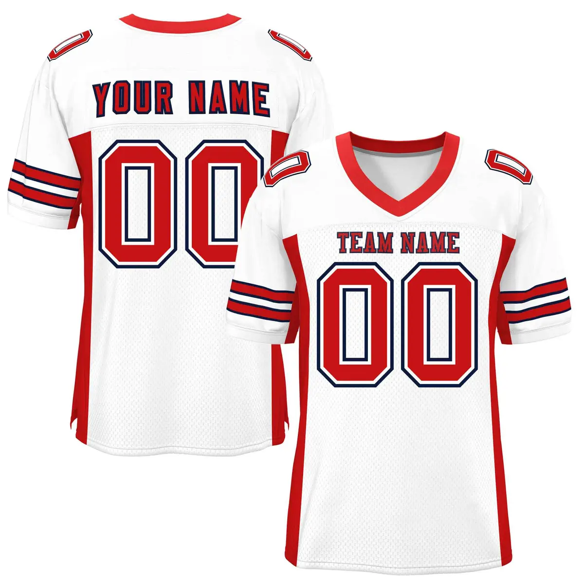 White Red Insert Color Mesh Authentic Football Jersey