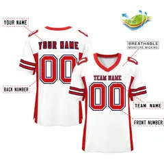 White Red Insert Color Mesh Authentic Football Jersey 2