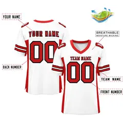 White Red Insert Color Mesh Authentic Football Jersey 2