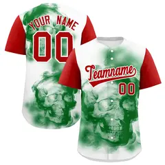 White Red Kelly Green Graffiti Mexican Style Baseball Jersey