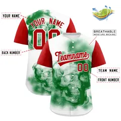 White Red Kelly Green Graffiti Mexican Style Baseball Jersey 3