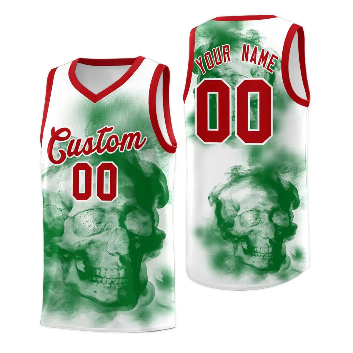 White Red Kelly Green Mexican Colors Graffiti Basketball Jersey