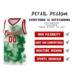 White Red Kelly Green Mexican Colors Graffiti Basketball Jersey 2