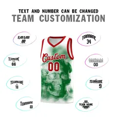 White Red Kelly Green Mexican Colors Graffiti Basketball Jersey 3
