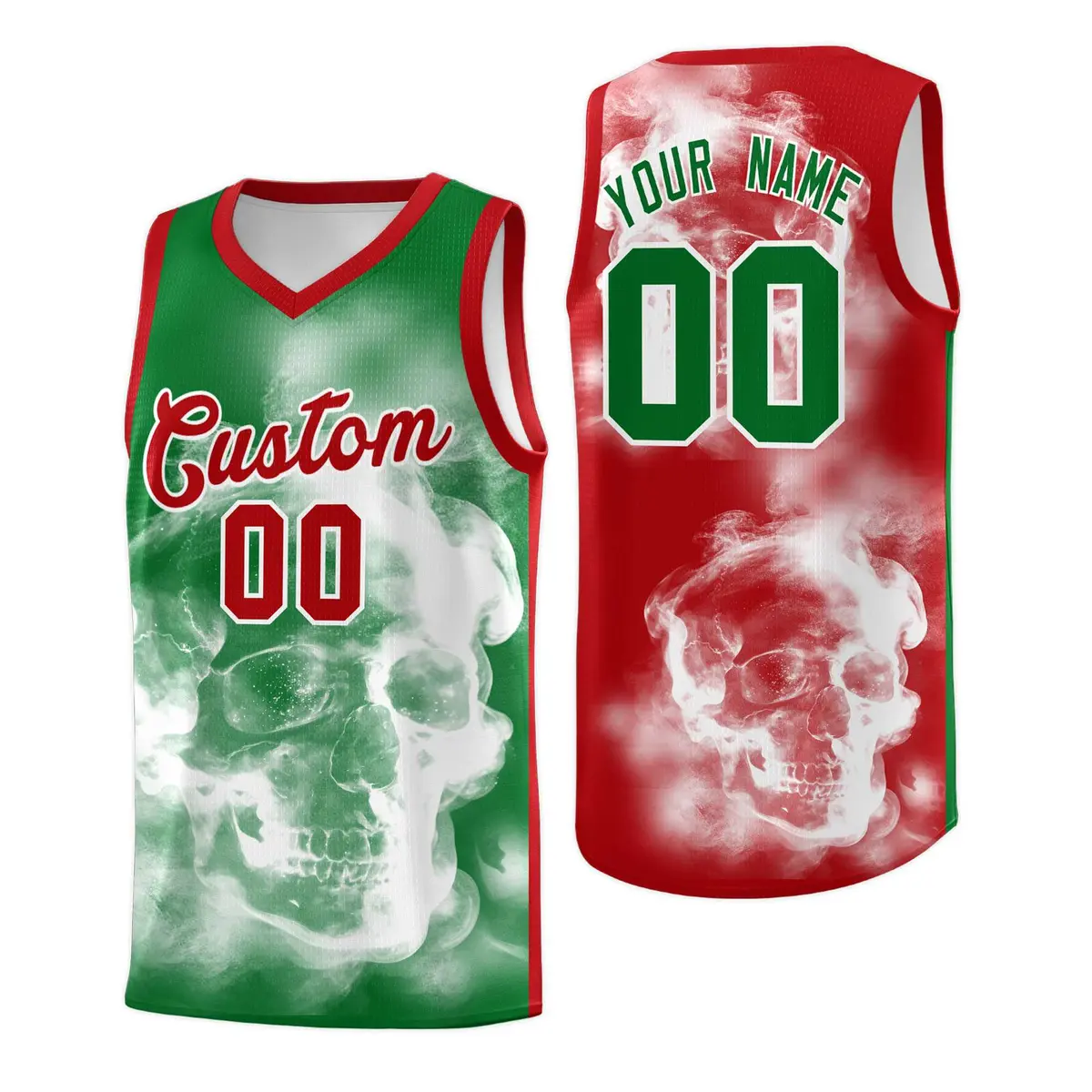 White Red Kelly Green Mexican Colors Graffiti Basketball Jersey