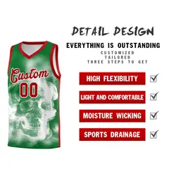 White Red Kelly Green Mexican Colors Graffiti Basketball Jersey 2