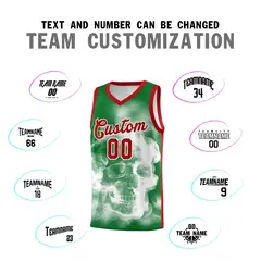 White Red Kelly Green Mexican Colors Graffiti Basketball Jersey 3