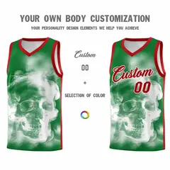 White Red Kelly Green Mexican Colors Graffiti Basketball Jersey 4