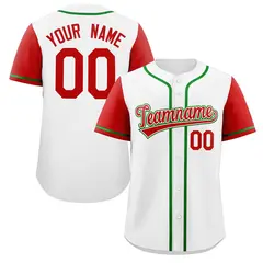 White Red-Kelly Green Raglan Sleeves Baseball Jersey