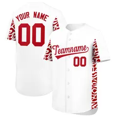 White Red Leopard Graffiti Side Baseball Jersey