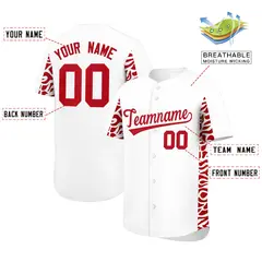 White Red Leopard Graffiti Side Baseball Jersey 2