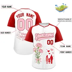 White Red Light Pink Mother's Day Baseball Jersey 2