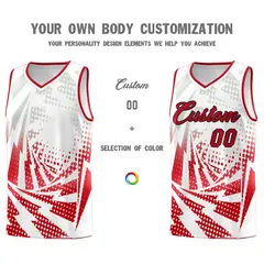 White Red Lightning Halftone Dot Uniform Basketball Jersey 3