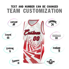 White Red Lightning Halftone Dot Uniform Basketball Jersey 4