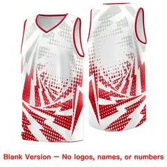 White Red Lightning Halftone Dot Uniform Basketball Jersey 6