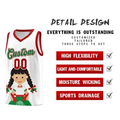 White Red Mexican Colors Graffiti Basketball Jersey 2