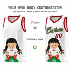 White Red Mexican Colors Graffiti Basketball Jersey 4