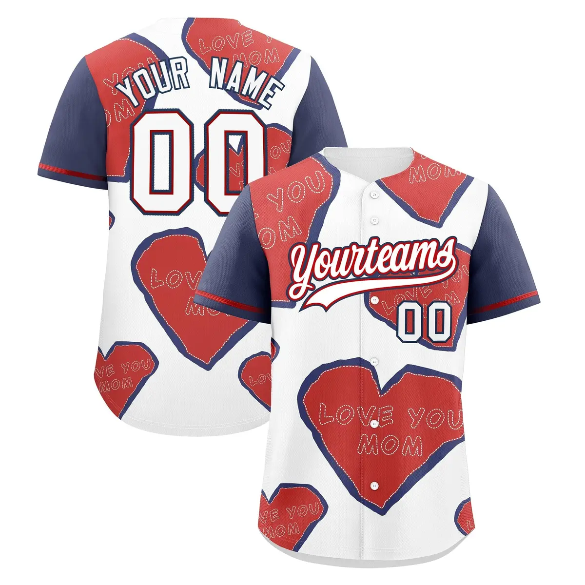 White Red Midnight Blue Mother's Day Graffiti Baseball Jersey