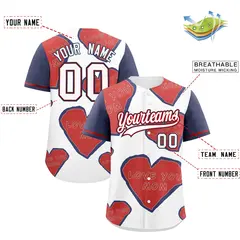 White Red Midnight Blue Mother's Day Graffiti Baseball Jersey 2