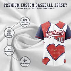 White Red Midnight Blue Mother's Day Graffiti Baseball Jersey 3