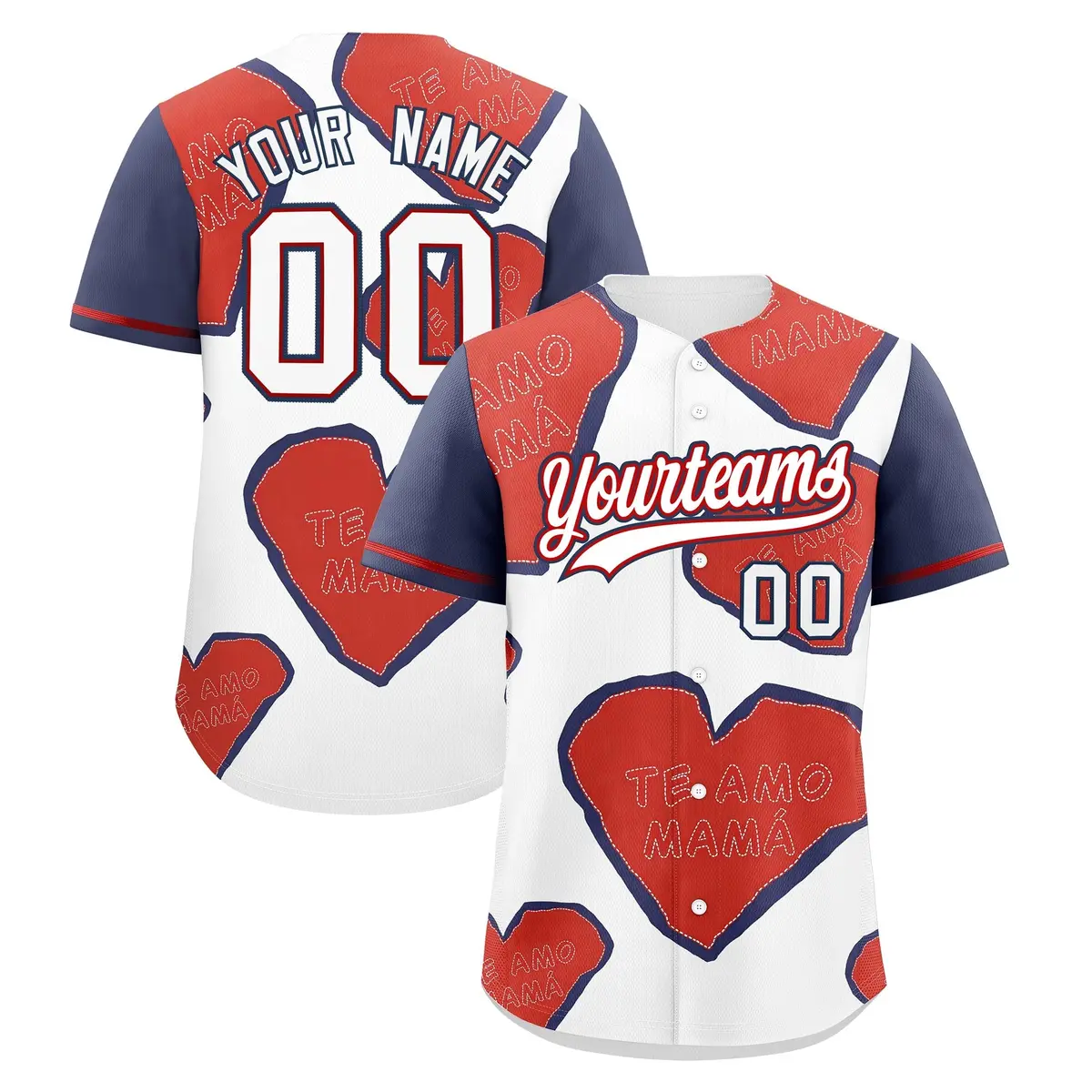 White Red Midnight Blue Mother's Day Graffiti Baseball Jersey