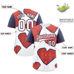 White Red Midnight Blue Mother's Day Graffiti Baseball Jersey 2