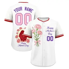 White Red Mother's Day Baseball Jersey