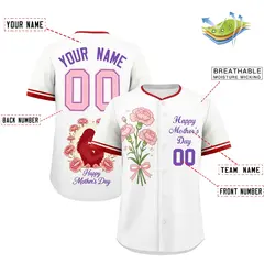 White Red Mother's Day Baseball Jersey 2