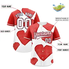 White Red Mother's Day Graffiti Quick Dry Baseball Jersey 2